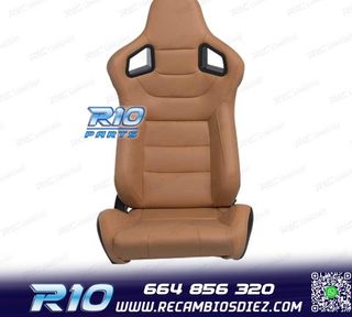 KIT ASIENTO DEPORTIVO SEMI BAQUET ESTILO RS CUERO BEIGE
