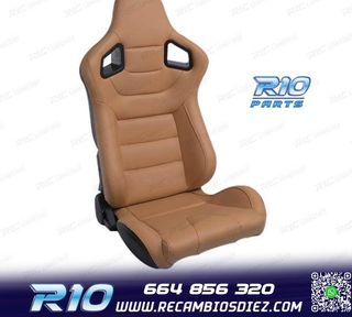 KIT ASIENTO DEPORTIVO SEMI BAQUET ESTILO RS CUERO BEIGE
