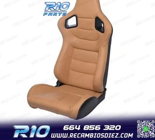 KIT ASIENTO DEPORTIVO SEMI BAQUET ESTILO RS CUERO BEIGE
