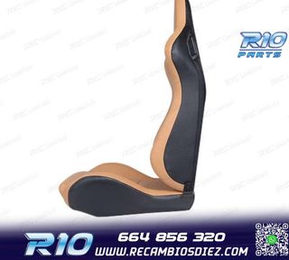 KIT ASIENTO DEPORTIVO SEMI BAQUET ESTILO RS CUERO BEIGE
