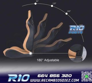 KIT ASIENTO DEPORTIVO SEMI BAQUET ESTILO RS CUERO BEIGE