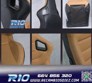KIT ASIENTO DEPORTIVO SEMI BAQUET ESTILO RS CUERO BEIGE