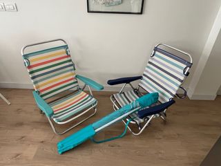 Set Playa Sillas + Sombrilla + Soporte