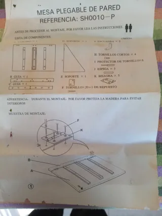 Mesa plegable de pared madera