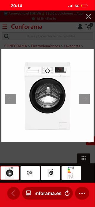 Lavadora Beko 8kg con factura y garantía