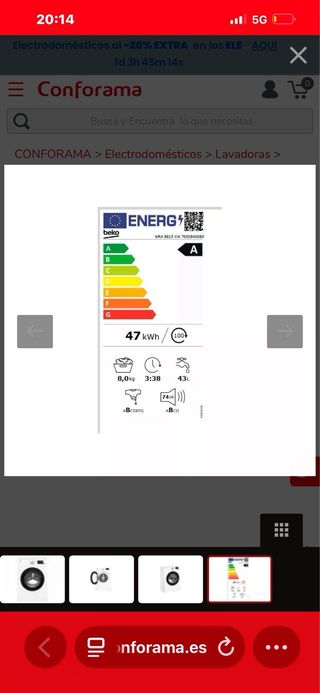 Lavadora Beko 8kg con factura y garantía