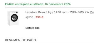 Lavadora Beko 8kg con factura y garantía