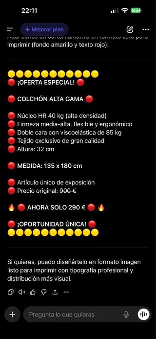 Colchón alta gama 32cm 135/180