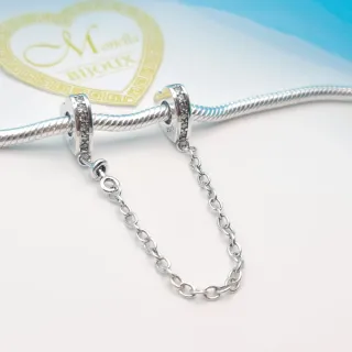 Charm argento 925 catena di sicurezza cuoricini