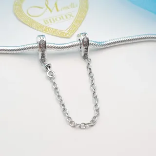 Charm argento 925 catena di sicurezza cuoricini