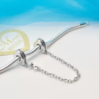 Charm argento 925 catena di sicurezza cuoricini