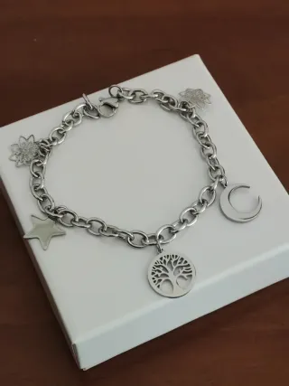 Bracciale Acciaio con Charms Albero Vita