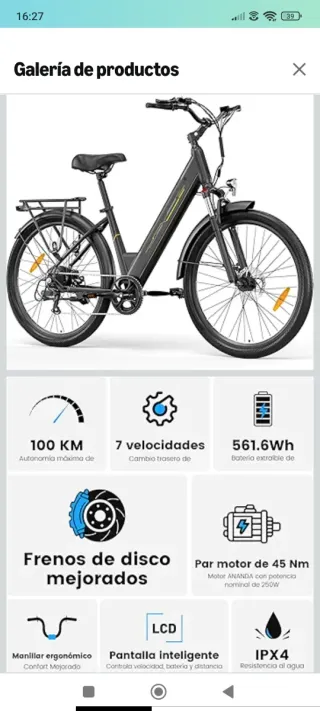 Bicicleta Eléctrica Negra Nueva
