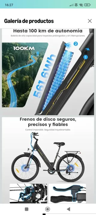 Bicicleta Eléctrica Negra Nueva