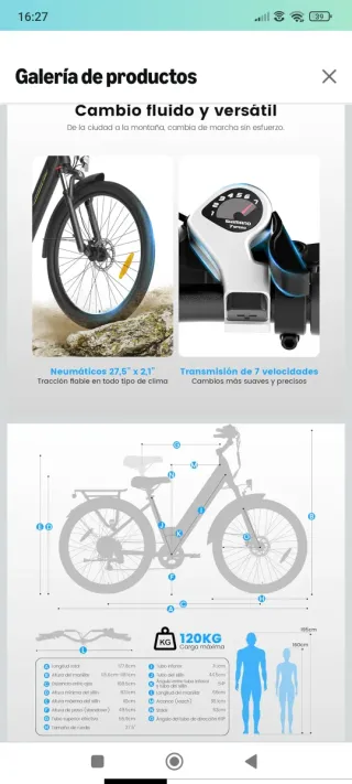 Bicicleta Eléctrica Negra Nueva