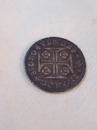 200 Reis Portugal 1707 Plata. Pesa 8.7 gr.