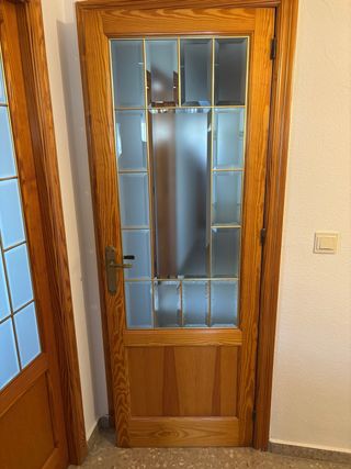 Pack 3 Puertas Madera Maciza con Vidriera