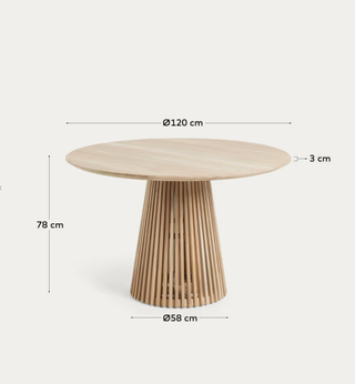 Mesa redonda Jeanette teca maciza