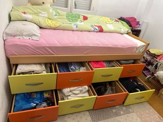 Cama 90/190 con 8 cajones grandes