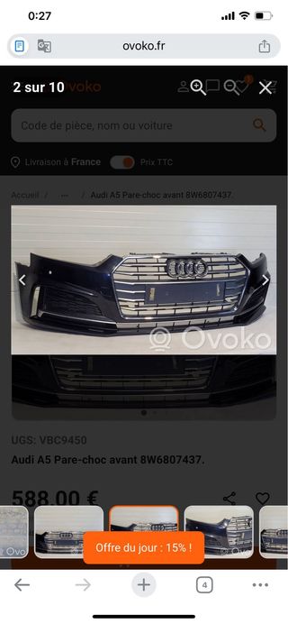 Paragolpes Audi A5 2020-2024