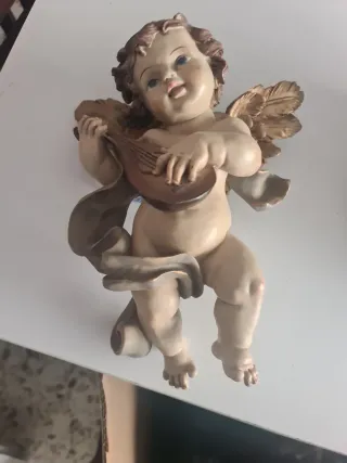 2 Ángeles de cerámica con instrumentos