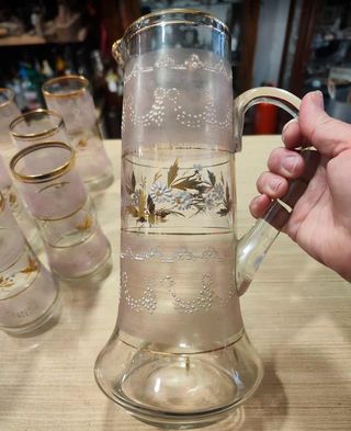 Jarra y vasos cristal vintage