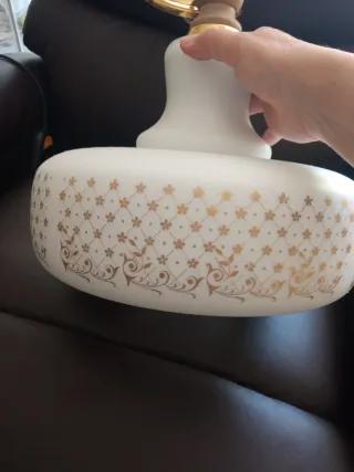 Lámpara colgante vintage madera y cristal