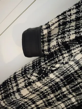 Abrigo Zara Cuadros Negro Blanco Talla S