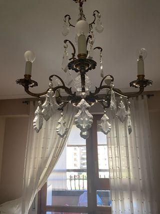 Lámpara de bronce y cristal