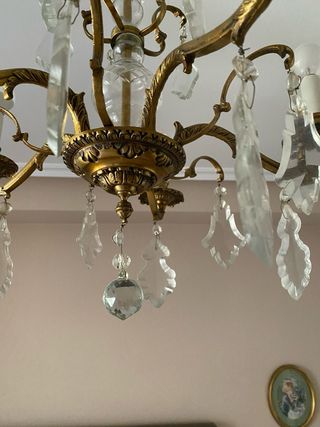 Lámpara de bronce y cristal