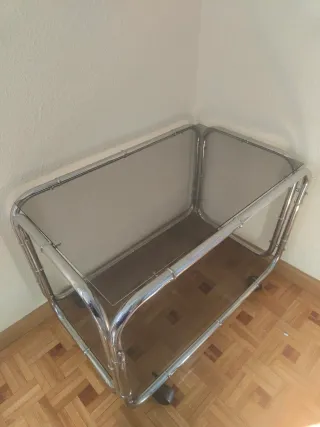 Mesa auxiliar Mid-Century Bauhaus cristal y metal