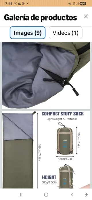 Saco de dormir 9°C-15°C 3 estaciones