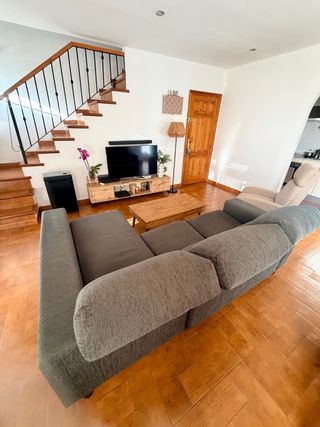 Sofá chaise longue gris reclinable y extraíble