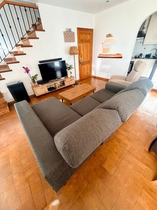 Sofá chaise longue gris reclinable y extraíble