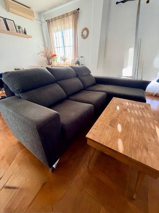 Sofá chaise longue gris reclinable y extraíble