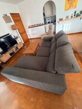 Sofá chaise longue gris reclinable y extraíble