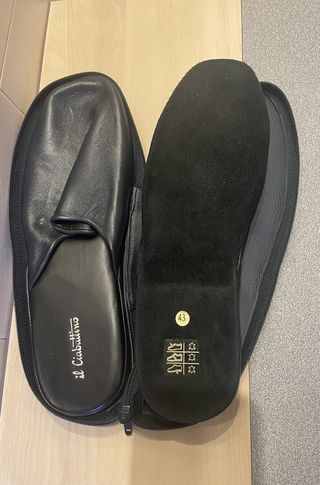 Pantofole da viaggio il Ciabattino in pelle nera