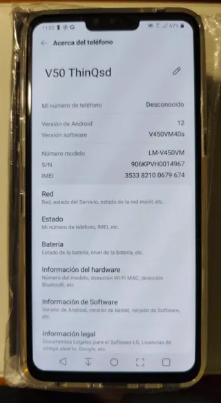 LG V50 ThinQ Verizon Gris LM V-450VM