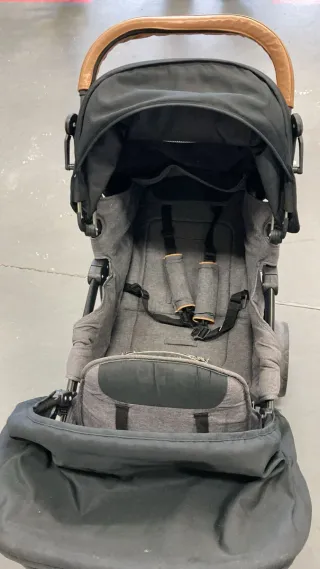 Cochecito gemelar gris