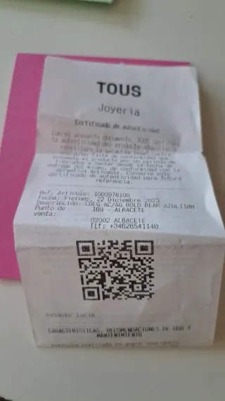 Colgante Oso Tous Azul y Plateado