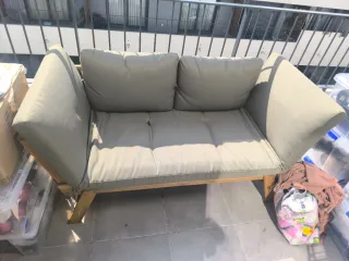 Sofá exterior madera y tela