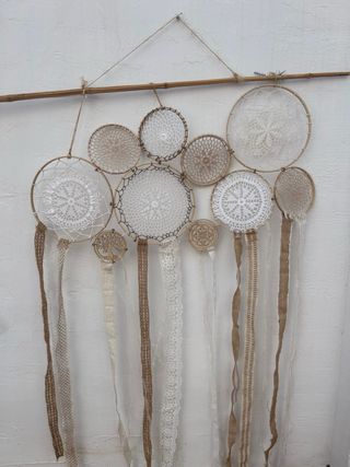 Atrapasueños Decoración Boho Beige y Blanco