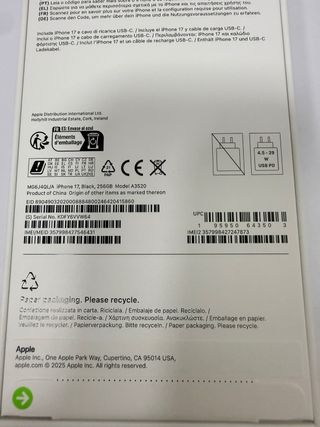 iPhone 17 Negro 256GB