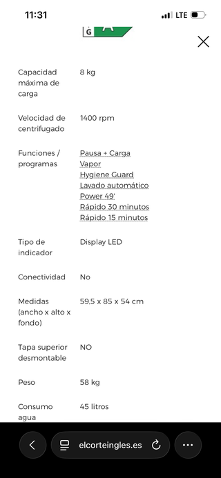 Lavadora Hisense 8kg Steam Inverter