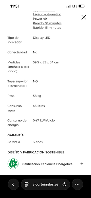 Lavadora Hisense 8kg Steam Inverter