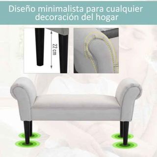 Taburete Pie de Cama Banqueta con Brazos