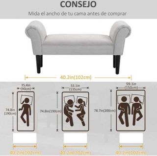 Taburete Pie de Cama Banqueta con Brazos