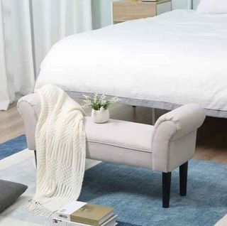 Taburete Pie de Cama Banqueta con Brazos