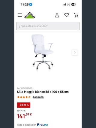 Silla de oficina blanca y plateada