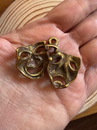 Colgante Vintage Latón Máscaras Teatro Años 70